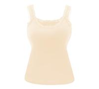 Ybing Top de encaje para mujer, elegante, espagueti, camiseta interior sexy con acolchado en el pecho, ribete de encaje, cuello en U, camiseta de tirantes, camiseta de verano, sin mangas, top de