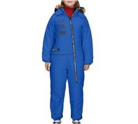 Ybing Traje de nieve para niños, resistente al agua, mono de esquí grueso y cálido, transpirable, traje de esquí con capucha, bloque de color, mono térmico de una pieza, mono impermeable con rayas
