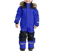 Ybing Traje de nieve para niños, resistente al agua, mono de esquí grueso y cálido, transpirable, traje de esquí con capucha, bloque de color, mono térmico de una pieza, mono impermeable con rayas