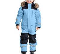 Ybing Traje de nieve para niños, resistente al agua, mono de esquí grueso y cálido, transpirable, traje de esquí con capucha, bloque de color, mono térmico de una pieza, mono impermeable con rayas