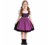 Ybing Vestido tirolés para niña, Oktoberfest, carnaval, disfraz, tirolesa, vestido tirolés, vestido tirolés, vestido tiroleso, vestido tiroleso, vestido para niñas, vestido de vacaciones, morado, S
