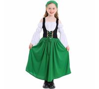 Ybing Vestido tirolés para niña, Oktoberfest, carnaval, vestido, hasta el tobillo, vestido de verano, vestido tirolés, vestido de fiesta, vestido medieval, ropa de campesino, disfraz para niñas,