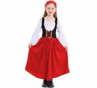 Ybing Vestido tirolés para niña, Oktoberfest, carnaval, vestido, hasta el tobillo, vestido de verano, vestido tirolés, vestido de fiesta, vestido medieval, ropa de campesino, disfraz para niñas,