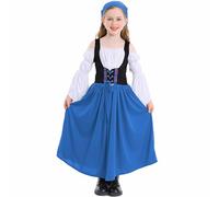 Ybing Vestido tirolés para niña, Oktoberfest, carnaval, vestido, hasta el tobillo, vestido de verano, vestido tirolés, vestido de fiesta, vestido medieval, ropa de campesino, disfraz para niñas,