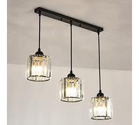 YBIOK Iluminación Colgante Luces Colgantes de Cristal Europeas de Tres Luces Isla de Cocina, lámparas de Metal para Comedor, lámparas de Techo Colgantes de Granja