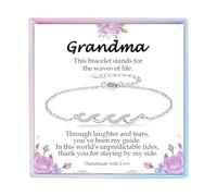 YBISNAIRE Regalo para mamá, esposa, abuela, hija, amiga, hermana, pulsera de ondas plateadas, regalo para mujer, ideas de regalo de cumpleaños, las olas de la vida que hemos pasado juntos, regalo para