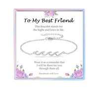 YBISNAIRE Regalo para mamá, esposa, abuela, hija, amiga, hermana, pulsera de ondas plateadas, regalo para mujer, ideas de regalo de cumpleaños, las olas de la vida que hemos pasado juntos, regalo para