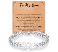 YBISNAIRE Regalos para hijo, pulseras de cadena cubana para hijo, regalo de mamá papá, regalos únicos de cumpleaños, Navidad, graduación para hombres, niños e hijos, Plata