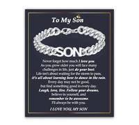 YBISNAIRE Regalos para hijo, pulseras de cadena cubana para hijo, regalo de mamá papá, regalos únicos de cumpleaños, Navidad, graduación para hombres, niños e hijos, Plata