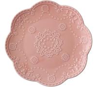 YBK Tech - Elegante plato redondo de encaje en relieve, plato de cerámica para servir el desayuno y el té de la tarde (rosa, 6 pulgadas)