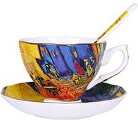 YBK Tech - Juego de taza y platillo de cerámica para pintura al óleo (café)