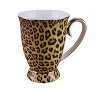 YBK Tech Novedosa taza de té de cerámica, 9 onzas (estampado de leopardo)