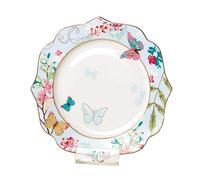YBK Tech Plato de postre de porcelana de hueso/plato de ensalada, plato de cerámica para desayuno té de la tarde, patrón de mariposa (azul (plato de ensalada de 7.5 pulgadas)