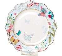 YBK Tech Plato de postre de porcelana de hueso/plato de ensalada plato de cerámica para desayuno té de la tarde, patrón de mariposa (plato plano de 10.5 pulgadas)