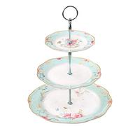 YBK Tech - Soporte de porcelana vintage de 3 niveles para tartas y postres (celeste)