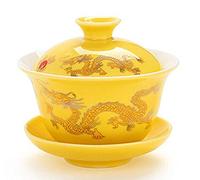YBK Tech - Taza de té y platillo para Gong Fu Cha, diseño de dragón chino tradicional con tapa
