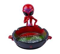 Yblenic Cenicero fresco para cigarrillos, decoración de alienígenas para oficina en casa, adorno de regalo (rojo, alienígena)