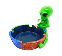 Yblenic Cenicero fresco para cigarrillos, decoración de alienígenas para oficina en casa, regalo de adorno (verde nuevo, ALIEN)