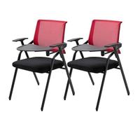 YBNKKUXKN 2pcs Folding Desk Chair Padded Space Saving Metal Frame Rectangular Compact Folding Chair For Meetings Training School(Rot)