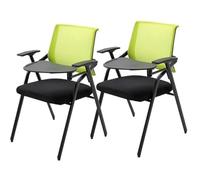 YBNKKUXKN 2pcs Folding Desk Chair Padded Space Saving Metal Frame Rectangular Compact Folding Chair For Meetings Training School(Groen)
