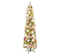 YBNKKUXKN Árbol Navidad Árbol de Navidad Artificial de Estilo lápiz, con Luces LED y Soporte de Metal, Ideal for decoración navideña en Interiores y oficinas. arbol Artificial(1.5m)