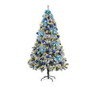YBNKKUXKN Árbol Navidad Árbol de Navidad Artificial Flocado con Luces LED y Adornos, árbol de Navidad nevado de PVC Realista for decoración navideña del hogar. arbol Artificial(180cm)
