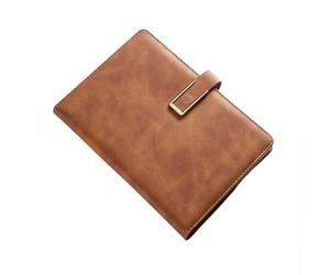 YBNKKUXKN Dispensadores de Escritorio Cuaderno A5 de 8,38 × 5,38 Pulgadas, de Cuero, con Hebilla, Grueso, for el Trabajo, la Escuela, Diarios inspiradores. Botella(Bruin)