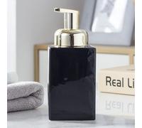 YBNKKUXKN Dispensadores de Escritorio Dispensadores de jabón de encimera for baño, Elegante Botella de jabón de cerámica espumosa con Bomba Dorada, Botellas de cerámica de 420 ml(Noir)