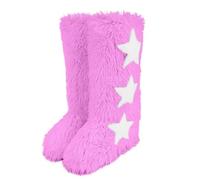 YBNKKUXKN Faux Fur Knee-High Winter Snow Boots With Star Decoration Warm & Stylish Women's Footwear Long Tube(Rose,40)
