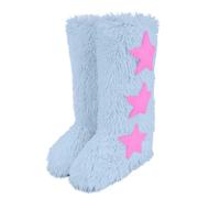 YBNKKUXKN Faux Fur Knee-High Winter Snow Boots With Star Decoration Warm & Stylish Women's Footwear Long Tube(Weiß,40)