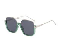 YBNKKUXKN Lentes de sol Gafas de sol cuadradas de gran tamaño, semisin marco con personalidad y protección UV gafas sol(Green Silver+Gray)