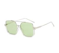 YBNKKUXKN Lentes de sol Gafas de sol cuadradas de gran tamaño, semisin marco con personalidad y protección UV gafas sol(Transparent+green)