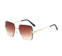 YBNKKUXKN Lentes de sol Gafas de sol cuadradas for mujer y hombre, sin marco, con montura metálica y degradado, modernas y populares. gafas sol(Golden tea)