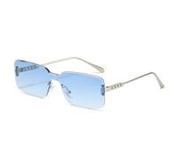 YBNKKUXKN Lentes de sol Gafas de sol cuadradas sin marco con personalidad, diseño cuadrado simple, protección UV400, adecuadas for combinar con ropa, ocio y viajes. gafas sol(Silver+blue)