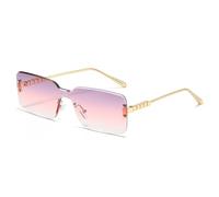 YBNKKUXKN Lentes de sol Gafas de sol cuadradas sin marco con personalidad, diseño cuadrado simple, protección UV400, adecuadas for combinar con ropa, ocio y viajes. gafas sol(Gold+purple pink)