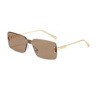 YBNKKUXKN Lentes de sol Gafas de sol cuadradas sin marco con personalidad, diseño cuadrado simple, protección UV400, adecuadas for combinar con ropa, ocio y viajes. gafas sol(Gold+light brown)