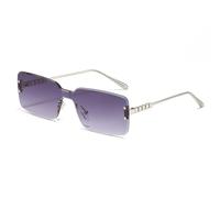 YBNKKUXKN Lentes de sol Gafas de sol cuadradas sin marco con personalidad, diseño cuadrado simple, protección UV400, adecuadas for combinar con ropa, ocio y viajes. gafas sol(Silver+double gray)