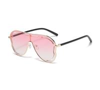YBNKKUXKN Lentes de sol Gafas de sol de una pieza con montura grande y forma de mariposa, huecas, con protección UV400, for deportes, viajes y fotografía. gafas sol(Gradual pink)