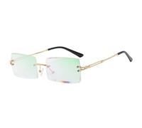 YBNKKUXKN Lentes de sol Gafas de sol for mujer y hombre, estilo retro, sin marco, rectangulares, con protección UV 400 y almohadillas nasales ajustables, color degradado. gafas sol(Color10)