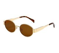 YBNKKUXKN Lentes de sol Gafas de sol ovaladas retro for hombre y mujer, modernas, clásicas, con protección UV400 y montura metálica. gafas sol(Gold-Brown 2)