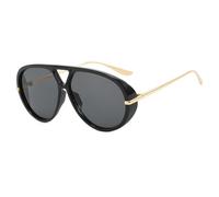 YBNKKUXKN Lentes de sol Gafas de sol redondas retro con montura grande y marco grueso con espejo de rana y protección UV, adecuadas for fotografía callejera y desfiles de moda. gafas sol(Black+Gray)