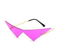 YBNKKUXKN Lentes de sol Gafas de sol triangulares grandes for hombre y mujer, montura metálica de una pieza, estilo personalizado, protección UV400. gafas sol(Lila)