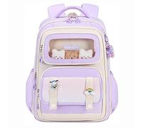 YBNKKUXKN Morral Mochila Escolar con diseño de Oso de ensueño, Bolsa for Clases particulares, for portátil y Mochila Cartera(Lila,Set)