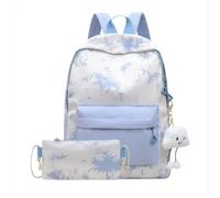 YBNKKUXKN Morral Mochilas for niñas con Estuche, Linda Mochila con Efecto Tie-Dye for la Escuela, Mochila for Libros de Secundaria, computadora portátil for Mujeres, Resistente al Agua Cartera(BLU)