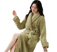 YBNKKUXKN Premium Robes for Women Super Soft Cozy Fleece Womens Robe Plush Long Bathrobe Fleece Nightgown Sleepwear(Groen,X-Large)