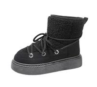 YBNKKUXKN Snow Boots for Women Platform Anti-Slip Winter Booties, Warm Fur Lace Up Round Toe Ankle Boots for Women(Noir,37)