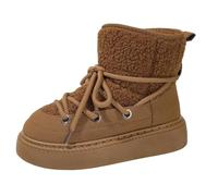 YBNKKUXKN Snow Boots for Women Platform Anti-Slip Winter Booties, Warm Fur Lace Up Round Toe Ankle Boots for Women(Bruin,43)