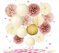 YBwanli 15 Piezas pompones,farolillos feria,confeti para bodas,feliz cumpleaños,decoración de bodas,decoracion cumpleaños niña,decoración cumpleaños adulto,Deja que tengas una fiesta rosada de ensueño