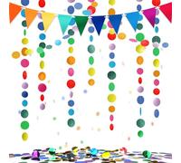 YBwanli, Guirnalda de Cumpleaños, Decoraciones para Fiestas, Guirnalda de Papel Redonda de 12 m, Banderines y Confeti de Colores, Fiesta, CREA una Atmósfera Colorida y Decoración de Carnaval