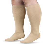 YBWZH Calcetines de compresión de pantorrilla ancha para mujeres y hombres, circulación, talla grande, hasta la rodilla, medias de liguero para, beige, 7XL